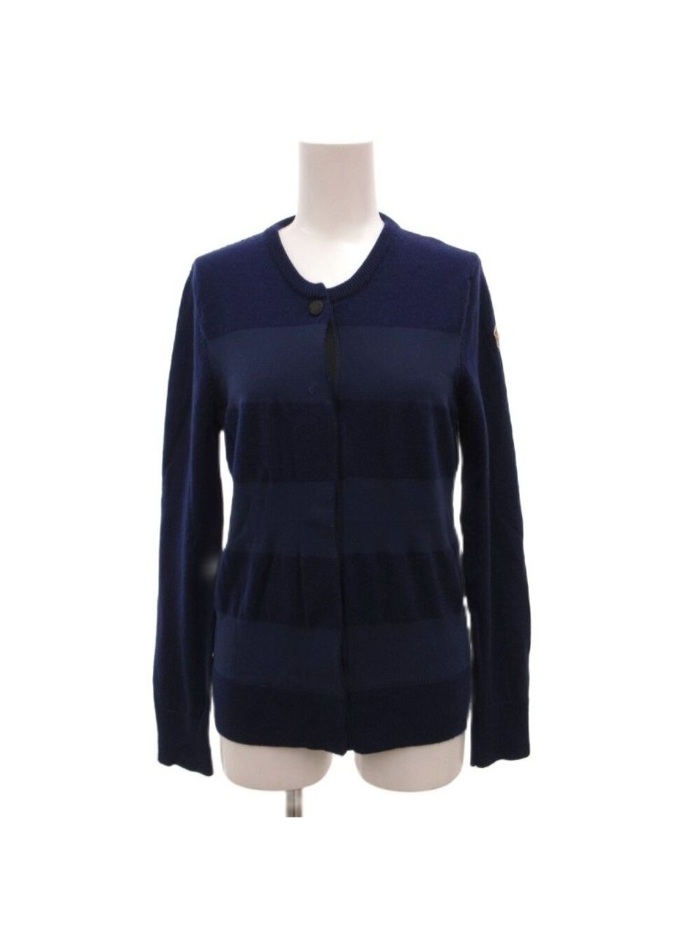 Moncler Maglione Tricot Alla Coreana Cardigan Knit Band Collar Border Pattern